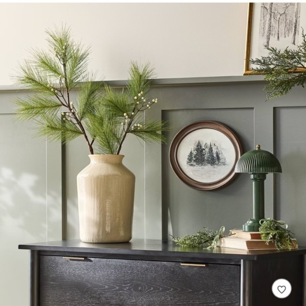 NWT 36” Hearth&Hand Faux Long Pine Needle and Snowberry stems